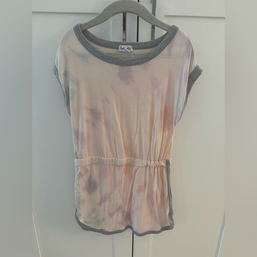 Splendid Tie-Dye Short Sleeve dress with Gray Trim